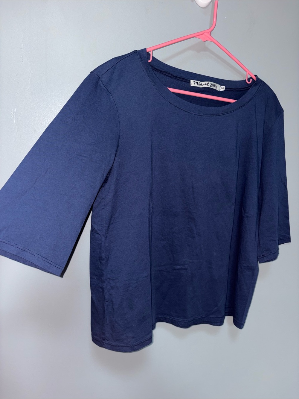 Michael Stars Women’s Navy Blue Oversized Cotton 3/4 Sleeve T-Shirt Size OS - Picture 2 of 6